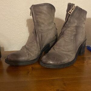 AS98 JAMAL A24221 Ankle Boot Size 37 Grey Leather Side Zipper